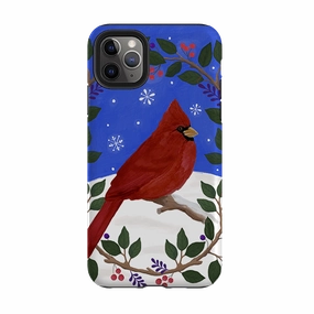 Durable Coating Soft Shape iPhone Tough Case - Cardinal Wreath By Bex Parkin