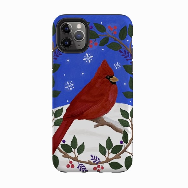 Durable Coating Soft Shape iPhone Tough Case - Cardinal Wreath By Bex Parkin