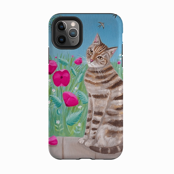 iPhone Tough Case - Cat Floral By Mary Stubberfield Subtle Touch Premium Surface