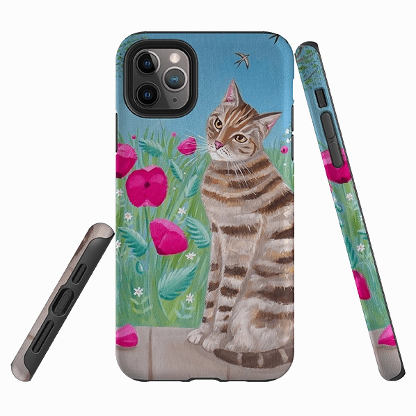 Matte Guard daily protection iPhone Tough Case - Cat Floral By Mary Stubberfield