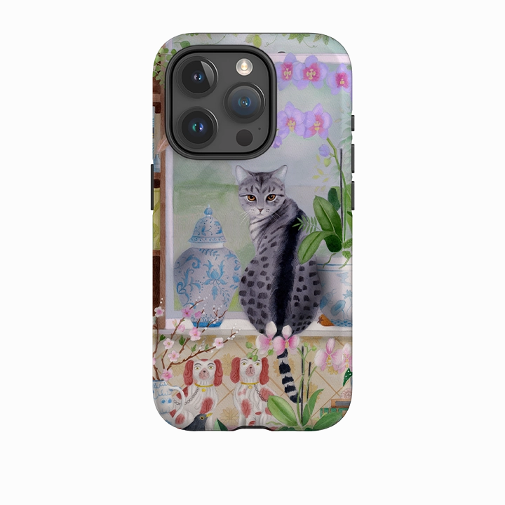 Sleek Texture iPhone Tough Case - Cat In Window By Bex Parkin