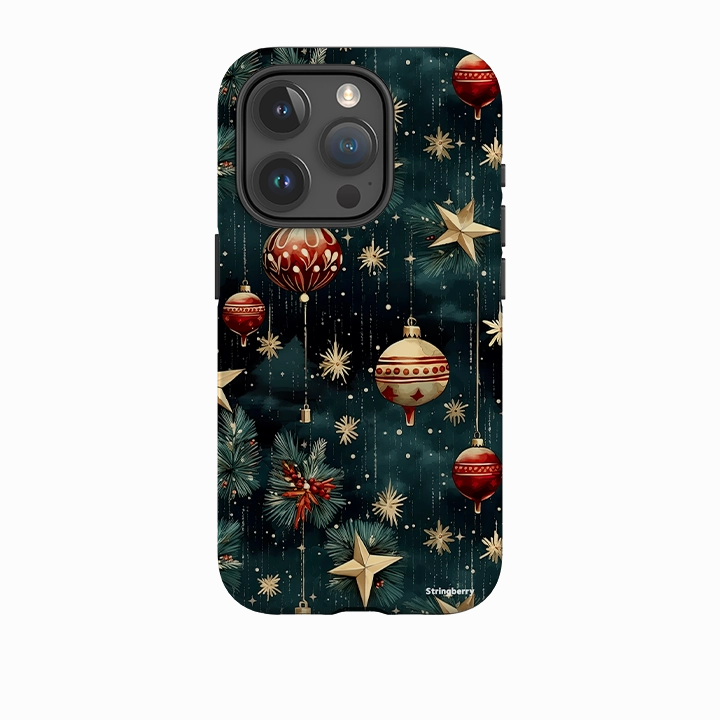 iPhone Tough Case - Christmas Baubles III Polished Texture Minimal Edge Design