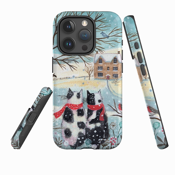 Strong Frame iPhone Tough Case - Christmas Cats By Mary Stubberfield