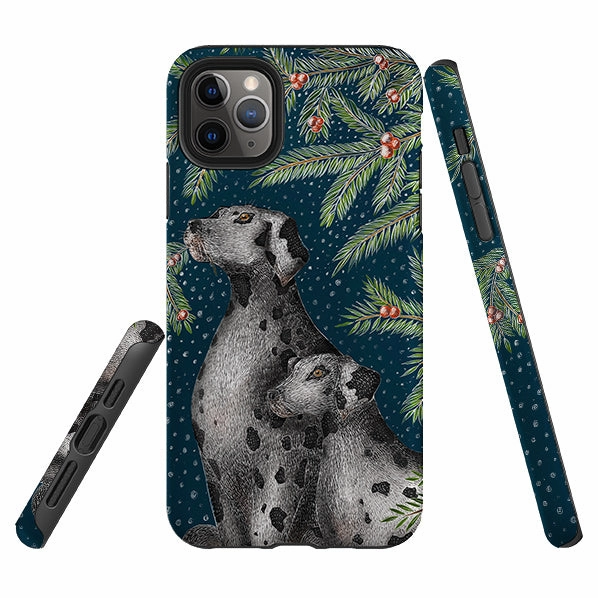 everyday elegance Tough Grip iPhone Tough Case - Christmas Dalmatians By Catherine Rowe