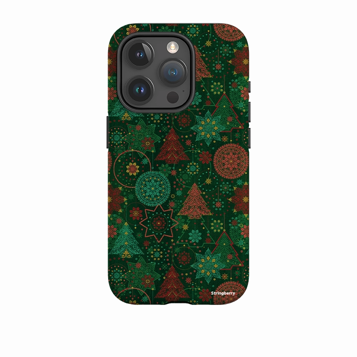 Smooth Pattern Design Minimal Shield Texture iPhone Tough Case - Christmas Forest By Natalie Pedetti Prack