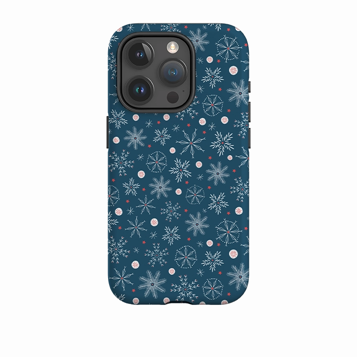 iPhone Tough Case - Christmas Snowflakes By Ali Brookes Textured Detail