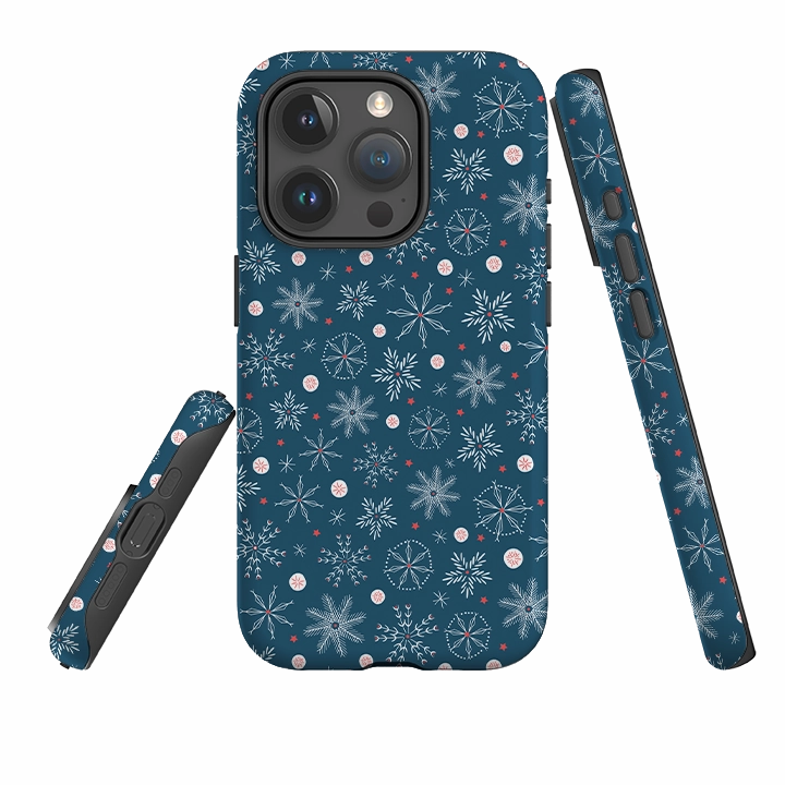 Fashion Accessory Clear Surface iPhone Tough Case - Christmas Snowflakes By Ali Brookes
