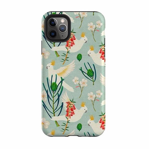 iPhone Tough Case - Cockatoo And Flowers By Katherine Quinn Stylish Detailing Comfort Texture Layer