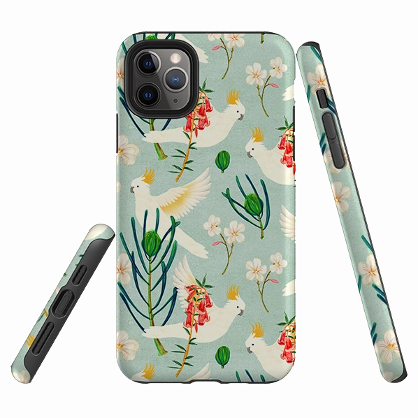 iPhone Tough Case - Cockatoo And Flowers By Katherine Quinn Compact Shape Recyclable Material