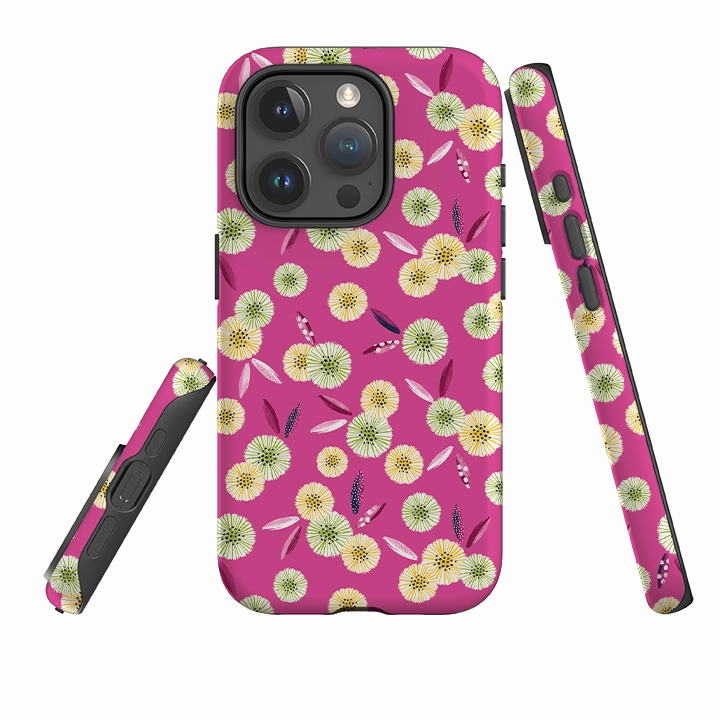 Magnetic Mount Enhanced grip iPhone Tough Case - Daisy III By Ali Brookes