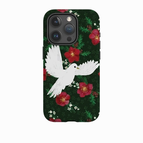 iPhone Tough Case - Dove and Floral By Abby Jacobs Trendy Look Grip Texture