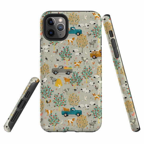 Soft Material iPhone Tough Case - Farm Life Grey By Katherine Quinn