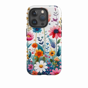 Ergonomic grip Minimal Style iPhone Tough Case - Field Floral