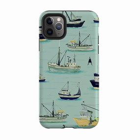 Soft Layer Daily Essential iPhone Tough Case - Fishing Boats Blue By Katherine Quinn