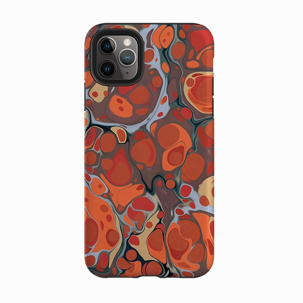Durable Edge Layer Practical Look iPhone Tough Case - Flaming Volcano