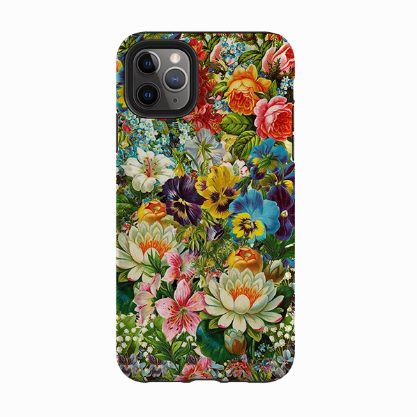 Elegant Build Texture Soft Surface Layer iPhone Tough Case - Floral Burst