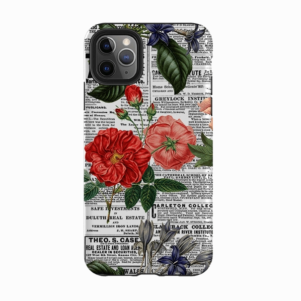 iPhone Tough Case - Floral Newsprint Minimal Edge Luxury Build