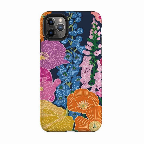 iPhone Tough Case - Flower Garden Navy By kate Heiss Soft touch finish Enhanced grip