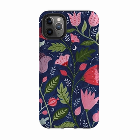 Minimal Surface iPhone Tough Case - Flowers On Blue By Bex Parkin