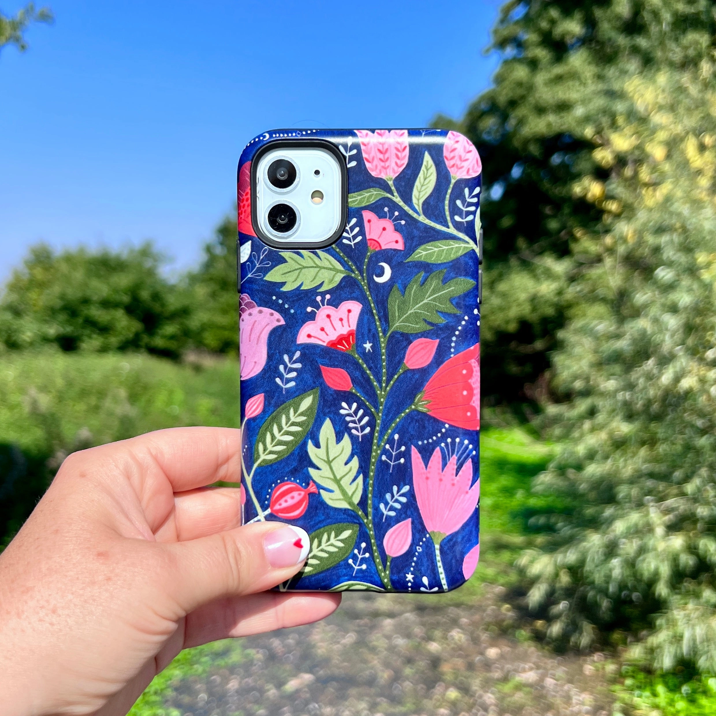 iPhone Tough Case - Flowers On Blue By Bex Parkin Durable Design