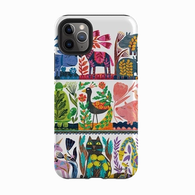 Soft coating iPhone Tough Case - Folk Colour By Tracey English
