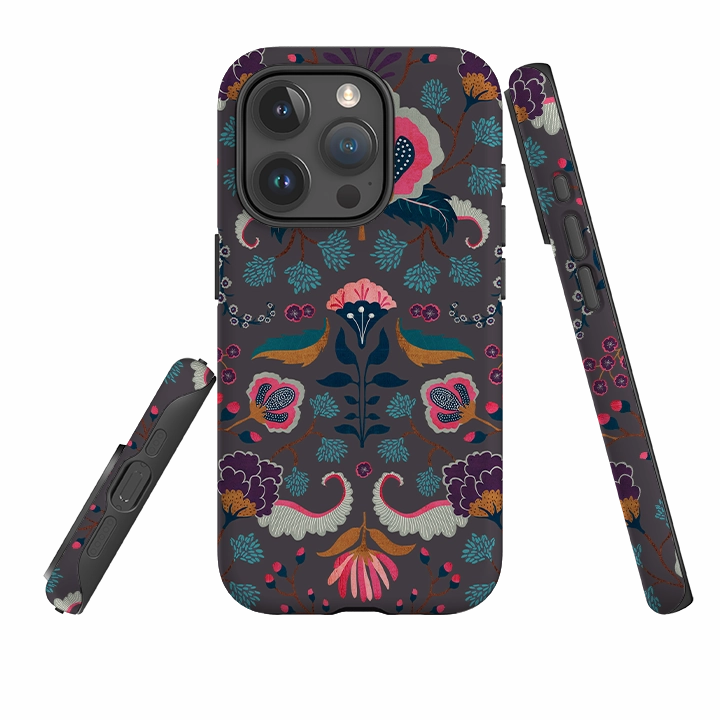 iPhone Tough Case - Folk Floral II By Katherine Quinn Everyday Protection Smooth Pattern Finish