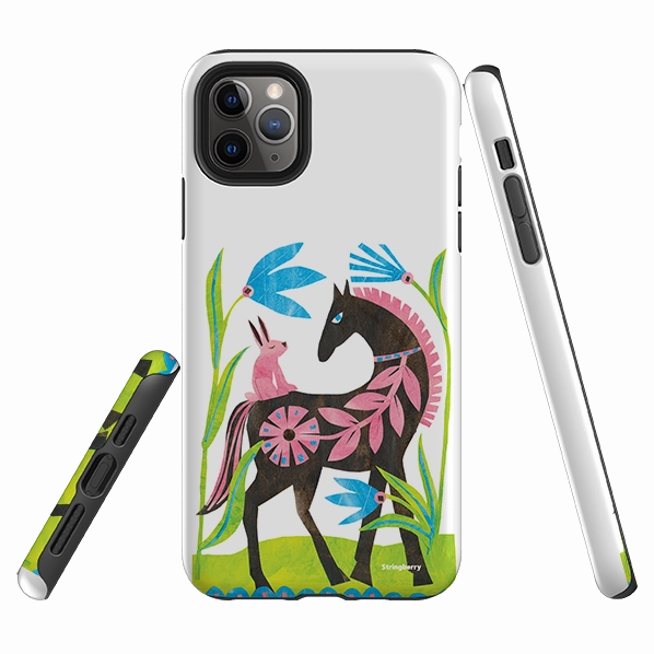Modern Minimalism iPhone Tough Case - Folk Horse And Bunny By Tracey English