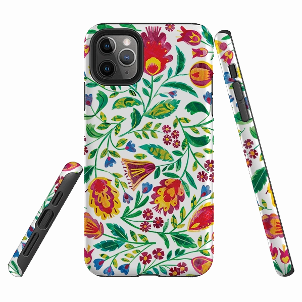 Durable Shape Matte Build iPhone Tough Case - Folk Pattern By Tracey English