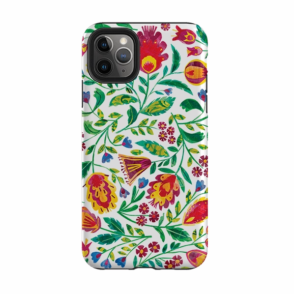 Protective Structure Transparent Edge iPhone Tough Case - Folk Pattern By Tracey English