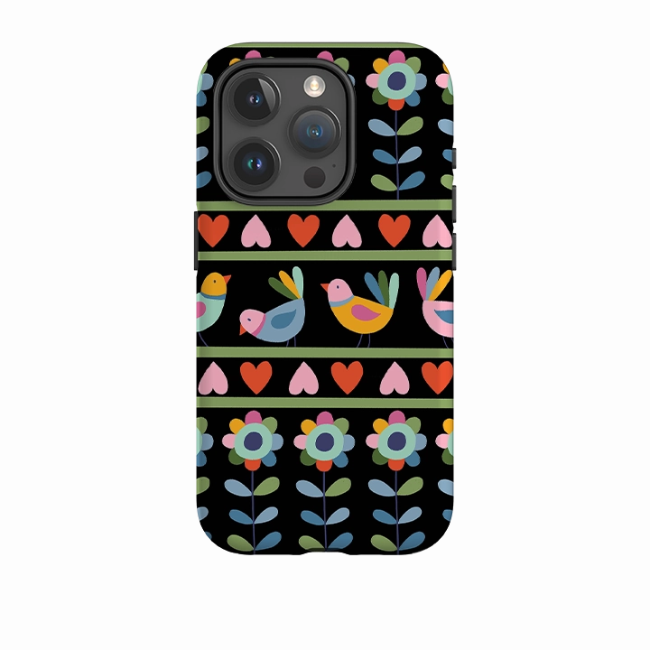 Smooth Feel Surface iPhone Tough Case - Folky Birds II By Suzy Taylor