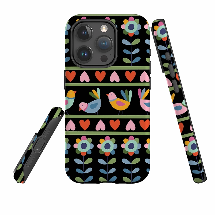 iPhone Tough Case - Folky Birds II By Suzy Taylor Glossy Pattern