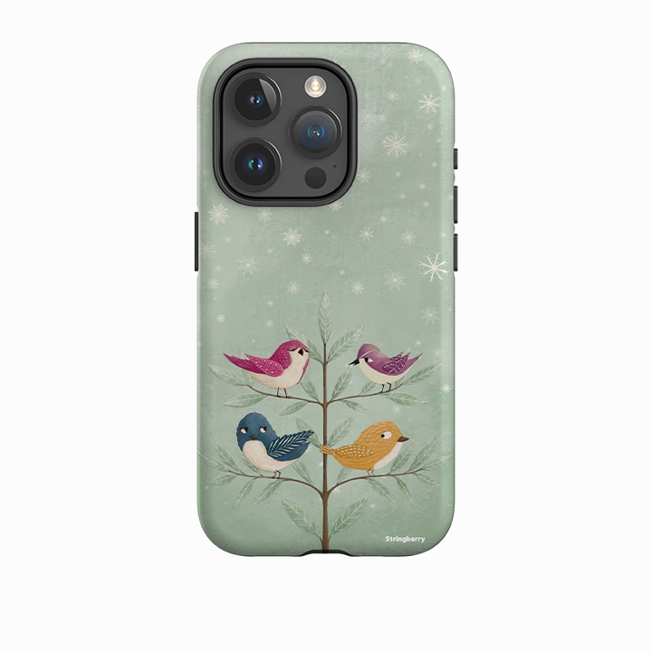Sleek Guard iPhone Tough Case - Garden Birds Aqua By Maja Lindberg