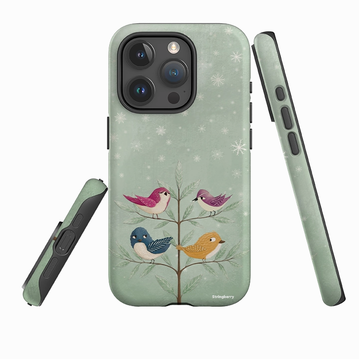 iPhone Tough Case - Garden Birds Aqua By Maja Lindberg Compact Feel Ergonomic Texture