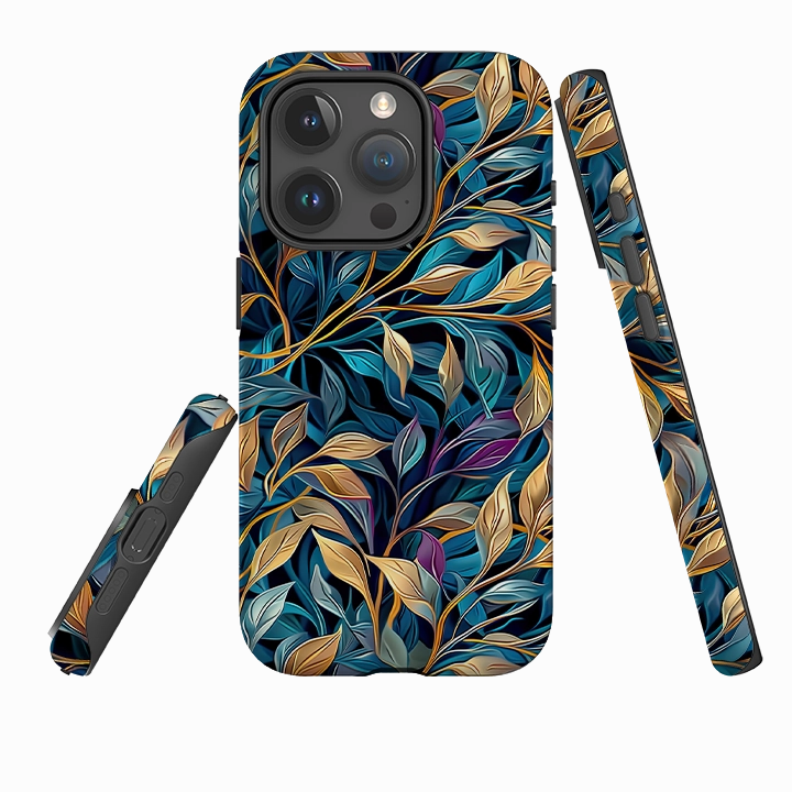 Vivid Detail Soft Surface Layer iPhone Tough Case - Golden Leaves