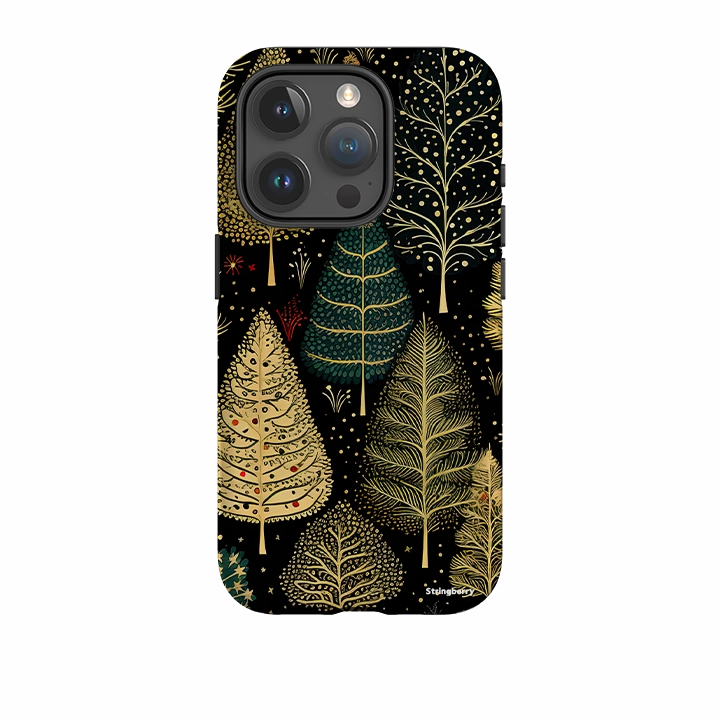 Smooth Texture Modern Texture Build iPhone Tough Case - Golden Xmas Trees