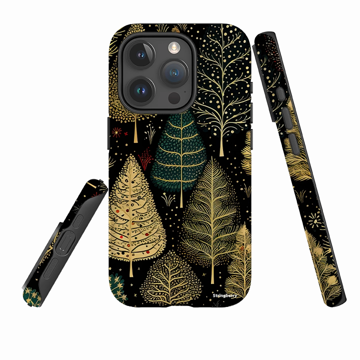 Color Layer iPhone Tough Case - Golden Xmas Trees