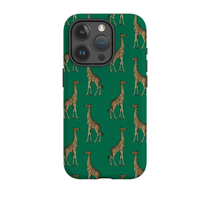 Protective Frame Design iPhone Tough Case - Green Giraffe