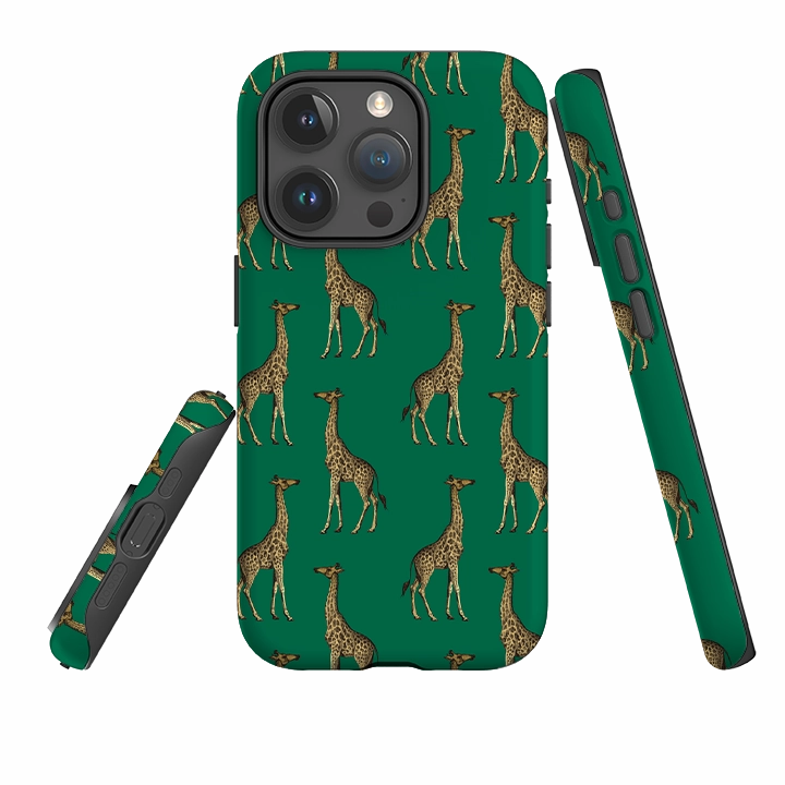 Smooth Feel Modern Detail iPhone Tough Case - Green Giraffe