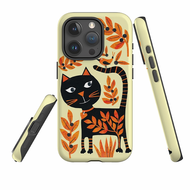 iPhone Tough Case - Halloween Folk Cat By Tracey English Cushioned Edge