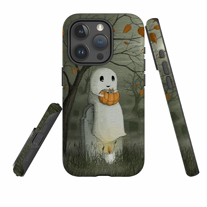 Futuristic style Light Build iPhone Tough Case - Halloween Ghost By Maja Lindberg