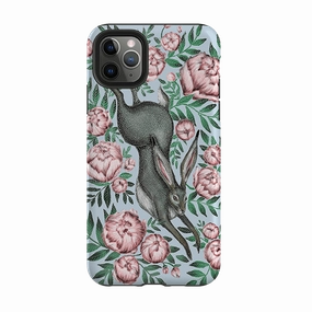 Soft touch layer iPhone Tough Case - Hare And Peonies By Catherine Rowe