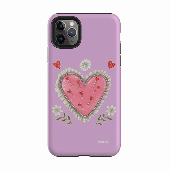 iPhone Tough Case - Heart Pin Cushion By Catherine Rowe Slim Shell Subtle Touch Stylish Finish Texture