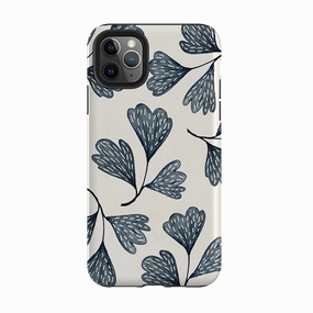 iPhone Tough Case - Indigo Leaves By Katherine Quinn Matte Surface