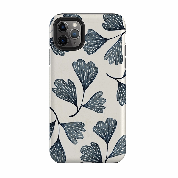 Hybrid Edge Finish Refined Form iPhone Tough Case - Indigo Leaves By Katherine Quinn