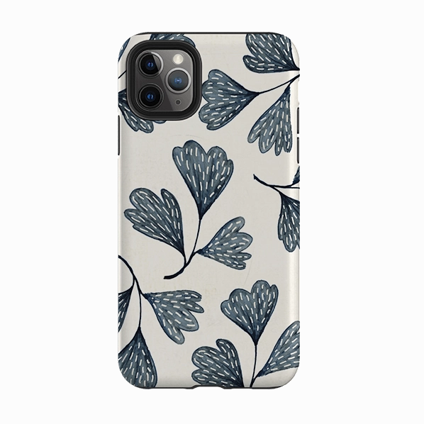 iPhone Tough Case - Indigo Leaves By Katherine Quinn Matte Surface