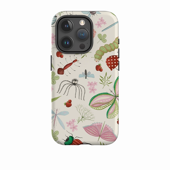 Durable Material Protective Structure iPhone Tough Case - Insects Pattern By Maja Lindberg