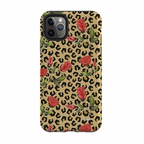iPhone Tough Case - Leopard Print Rose Pattern By Catherine Rowe Minimal Pattern Stylish Pattern