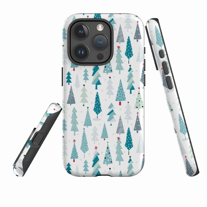 iPhone Tough Case - Little Xmas Trees By Ali Brookes Minimal Surface Polished Layer