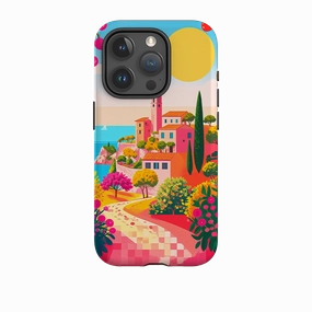 iPhone Tough Case - Mediterranean Landscape and Sunshine Sleek Edge Design Elegant Touch