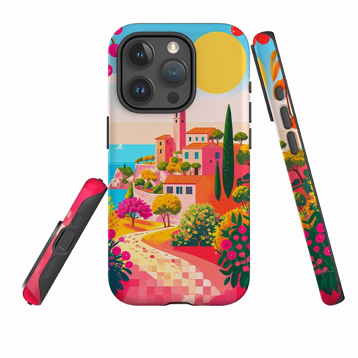 iPhone Tough Case - Mediterranean Landscape and Sunshine Smooth Edges